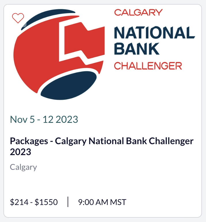 Calgary National Bank Challenger Packages Tickets Button